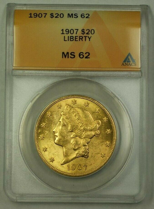 1907 US Liberty Head $20 Gold Coin ANACS MS-62