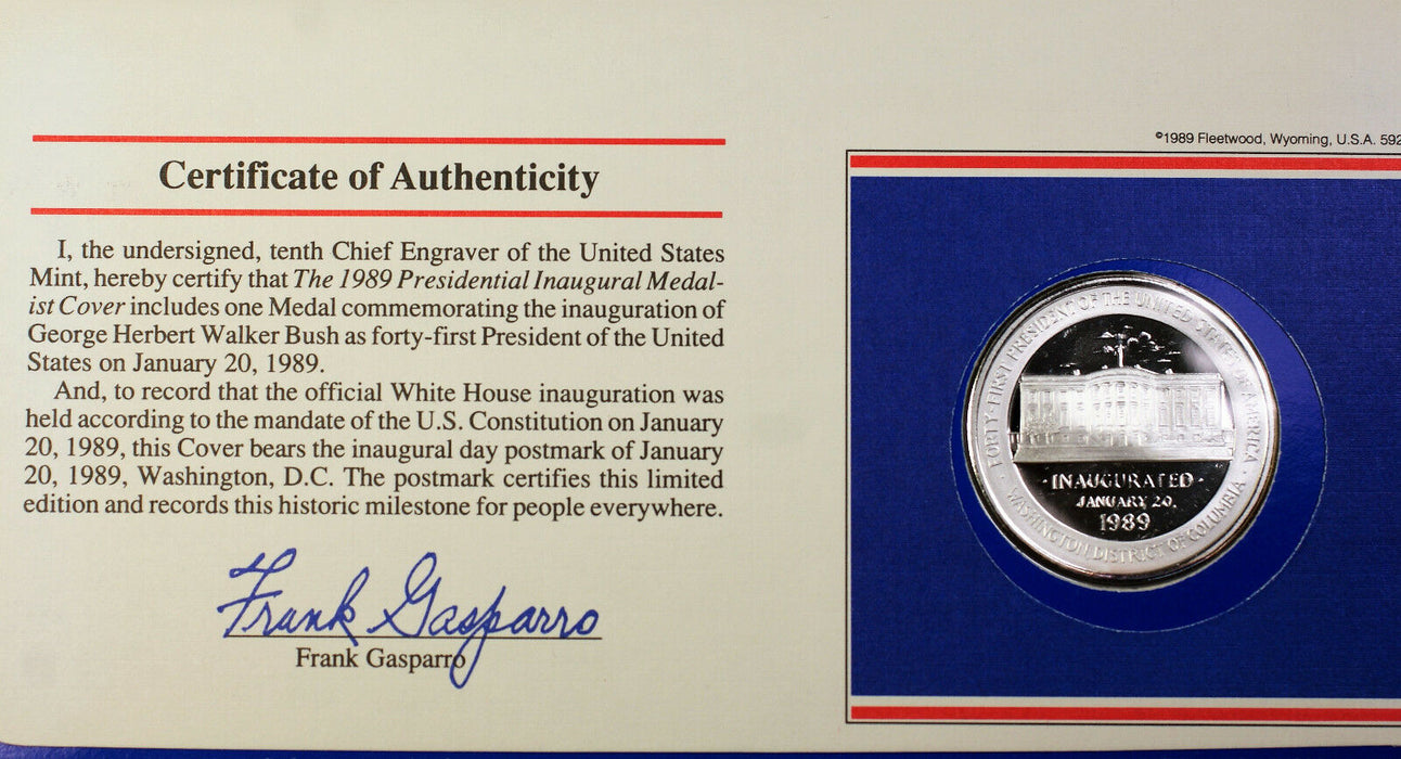 George H Bush January 20th 1989 Inauguration Presidential Silver Medal First Day