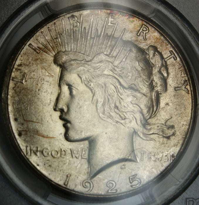 1925 Peace Silver Dollar Coin, PCGS MS-62 Lightly Toned