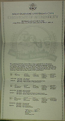 1991 Proof & Uncirculated Mount Rushmore Anniversary Gold & Silver 6 Coin Set