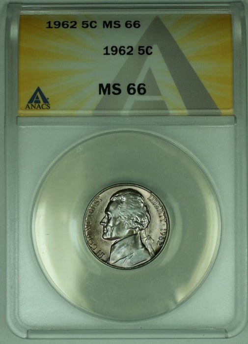1962 Jefferson Nickel Toned 5C ANACS MS 66 (52) B