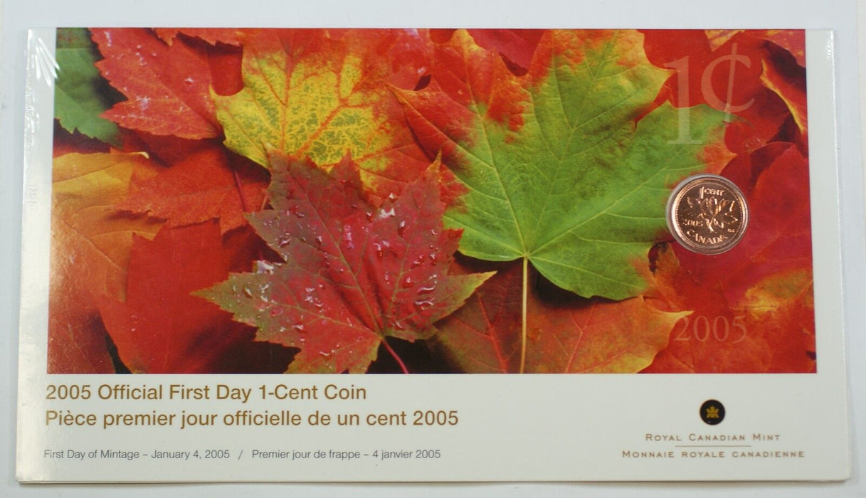 2005 Canada Official First Day Coins Complete Set-1,5,10,25,50 Cents-$1,$2 Coin