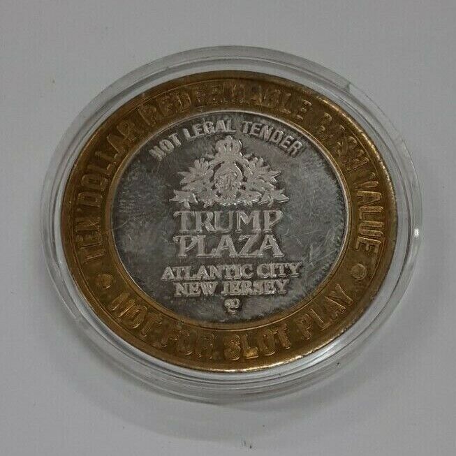 $10 Trump Plaza Gaming Token Fine Silver Ctr/Maryland - Lord Baltimore