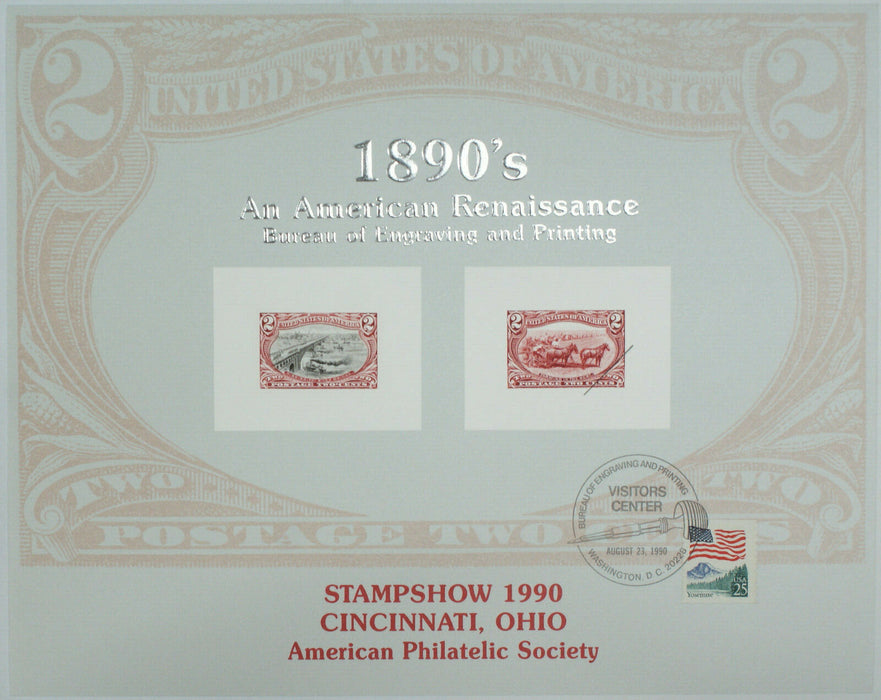 BEP Souvenir Card B 142 1990 Stampshow 1898 2¢ Trans-Mississippi Stamps Canceled