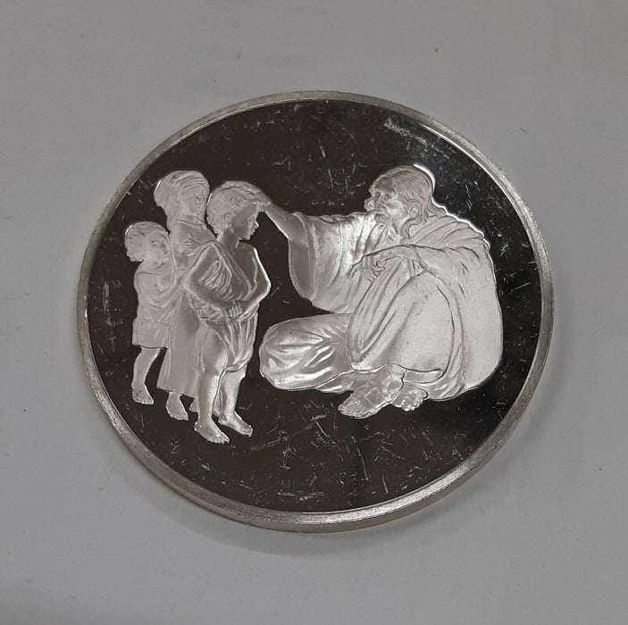 Franklin Mint Life of Christ .925 Silver Medal by Benvenuti-Jesus and Children