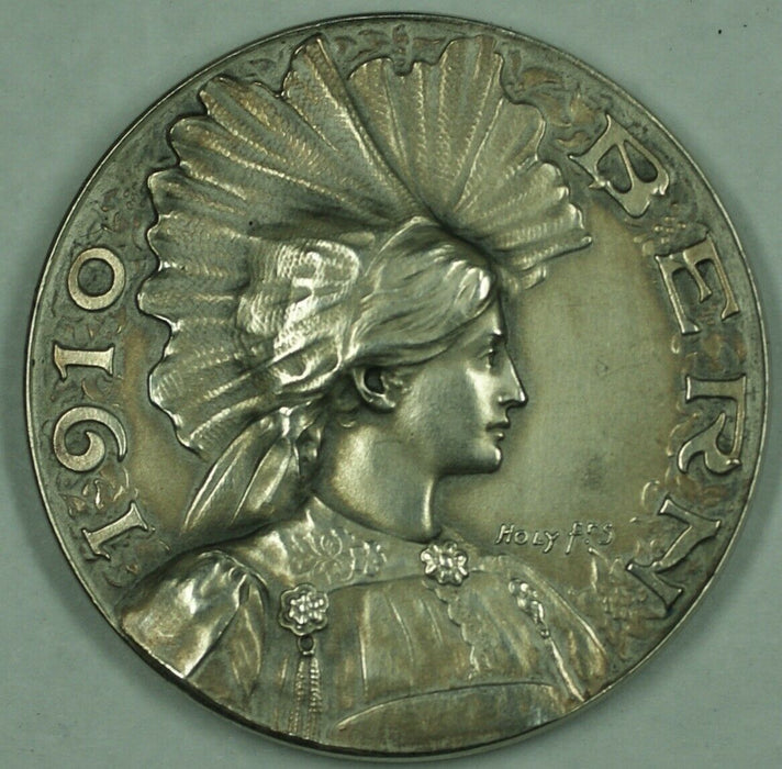 1910 Bern Switzerland Silver Swiss Shooting Medal R263c in Original Case