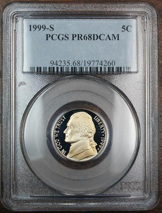 1999-S Proof Jefferson Nickel, PCGS PR-68 DCAM