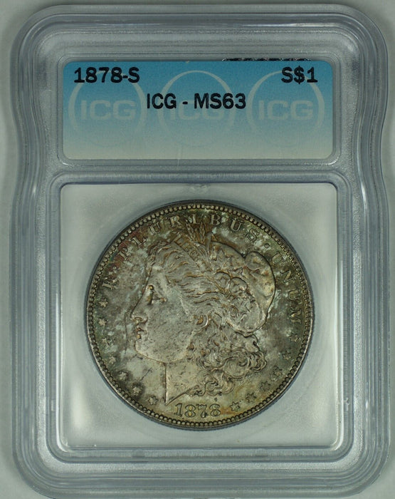 1878-S Morgan Silver Dollar Toned $1 Coin ICG MS 63+ (23)