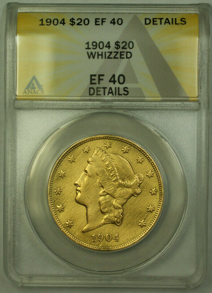 1904 Liberty 20 Double Eagle Gold Coin ANACS EF 40 Details