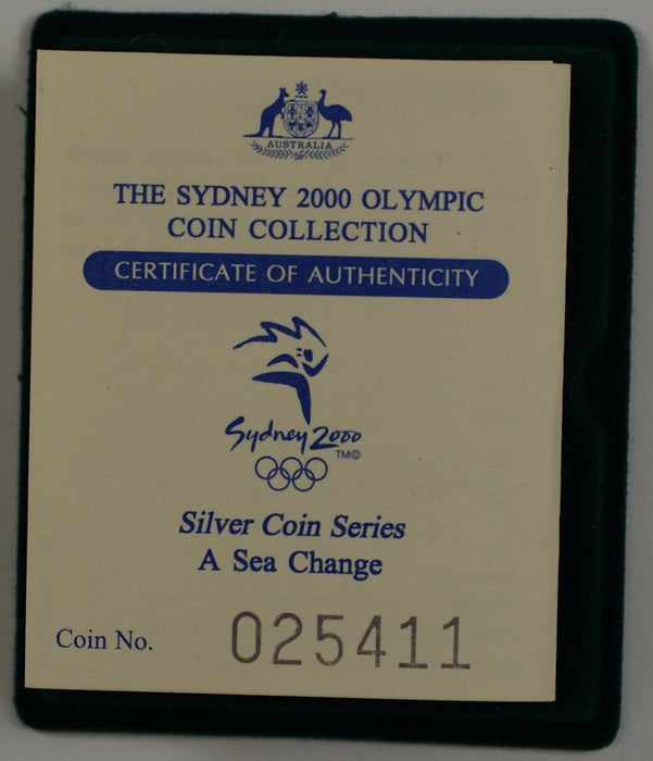 2000 Australia $5 Continent .999 Silver Proof 1oz Coin- Olympics W/ COA