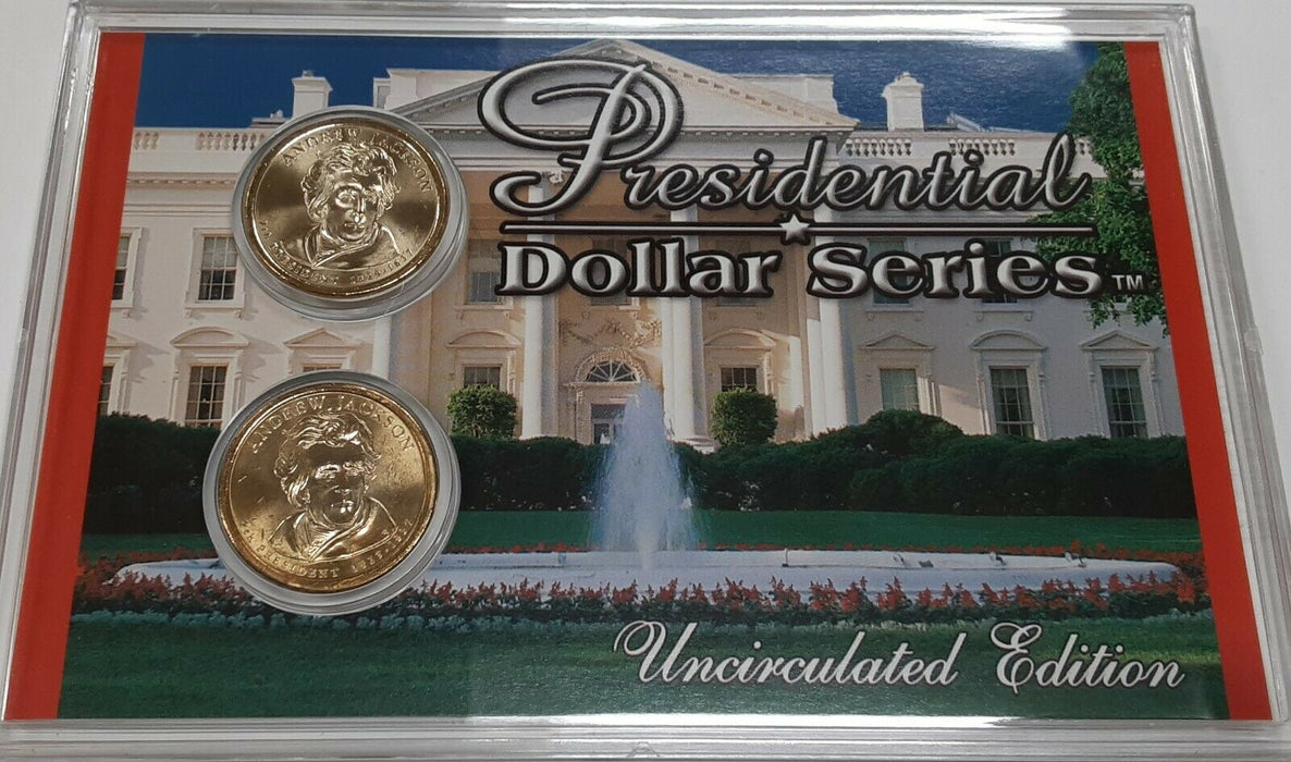 2008 P & D Andrew Jackson Presidential $1 Coins Uncirculated in Case w/COA