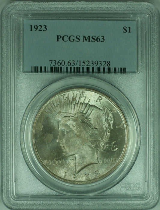 1923 Peace Silver Dollar $1 Coin PCGS MS-63 Better Coin/Nicely Toned (34-E)