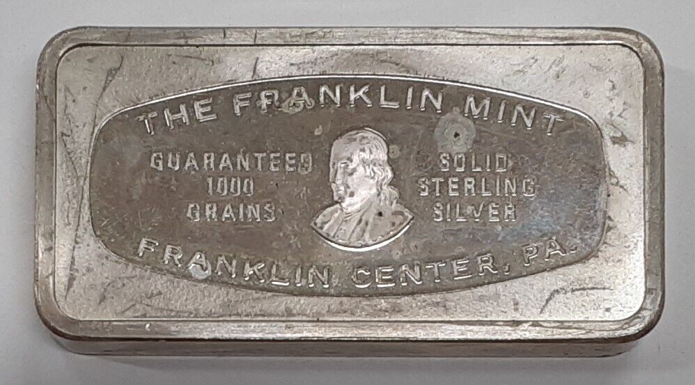 Franklin Mint 1000 Grain Ingot of Sterling Silver, Commemorating Christmas 1971