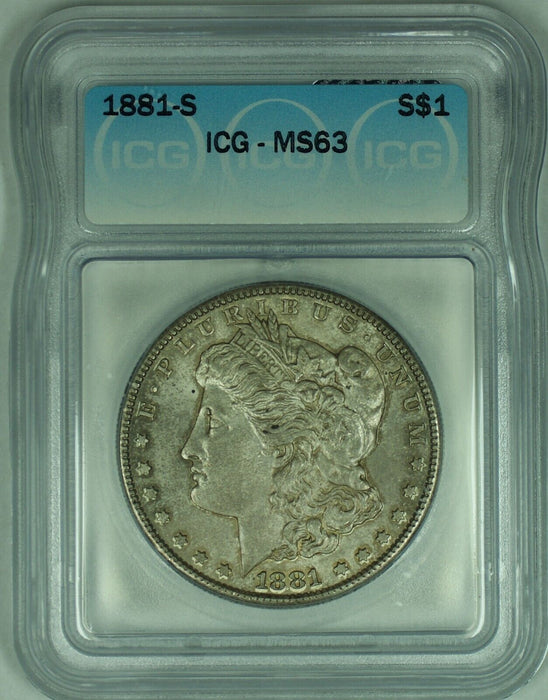 1881-S Morgan Silver Dollar Toned $1 Coin ICG MS 63 (23)