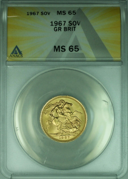 1967 Great Britain Gold Sovereign of Elizabeth II  ANACS MS-65  (DW)