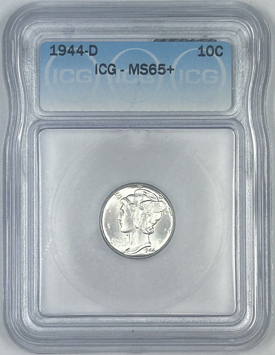 1944-D Mercury Silver Dime 10c Coin ICG MS 65+ (54)