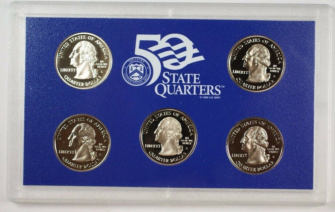 2002 United States State Quarters Proof Set 5 Gem Coins W/ Box and COA