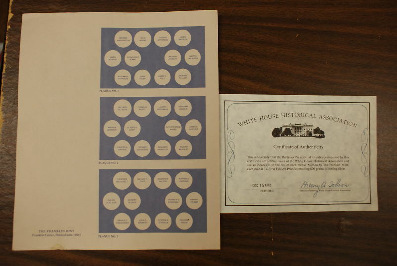 White House Historical Association 38 Silver Presidential Coin-Medals Set