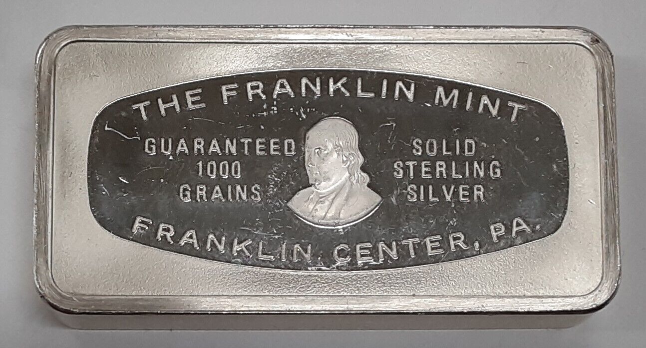 1974 Franklin Mint 1000 Grain Sterling Silver Christmas Ingot  Building Snowman