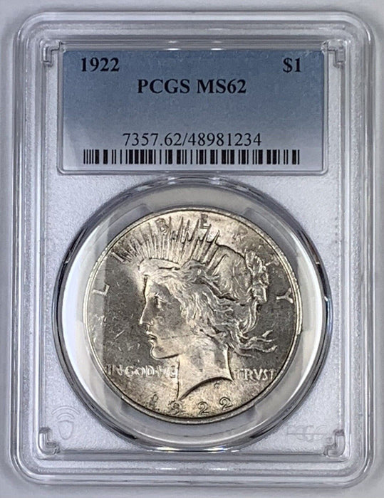 1922 Peace Silver $1 Dollar Coin Toned PCGS MS 62 (9) A