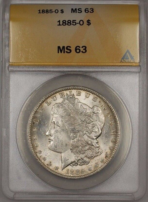 1885-O Morgan Silver Dollar $1 Coin ANACS MS-63