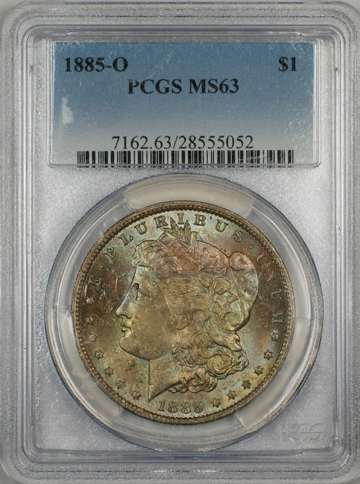 1885-O Morgan Silver Dollar $1 Coin PCGS MS-63 Nicely Toned Obverse (11b)