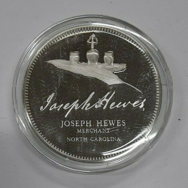 Franklin Mint Sterling Silver Medal Signers of the Declaration Joseph Hewes