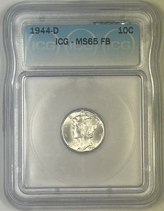 1944-D Mercury Silver Dime 10c Coin ICG MS 65 FB (54) B