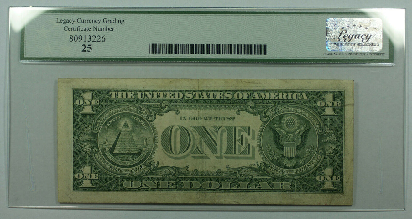 1974 $1 One Dollar FRN *Error Inverted Overprint on Face* Fr 1908-C Legacy VF-25