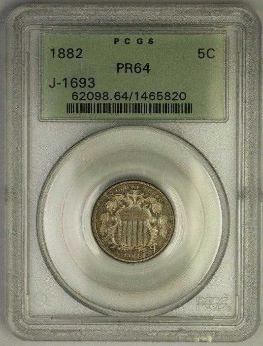 1882 Shield Nickel Pattern Proof Coin PCGS PR-64 OGH J-1693 Judd WW