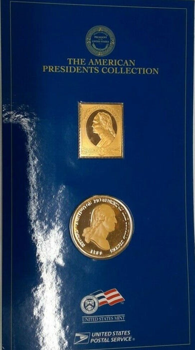 USPS Presidents Collection .999 Fine Silver Gold Plated Stamp - G. Washington