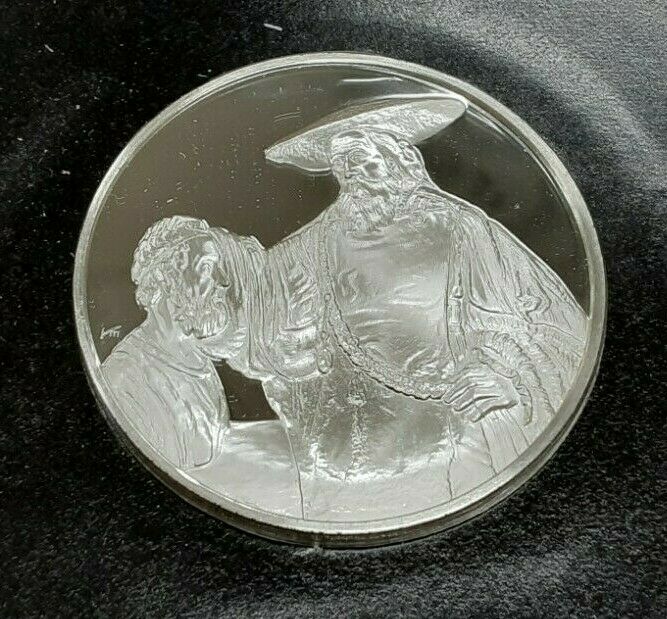 Franklin Mint Genius/Rembrandt PR .925 Silver Medal-Aristotle/Homer in Card