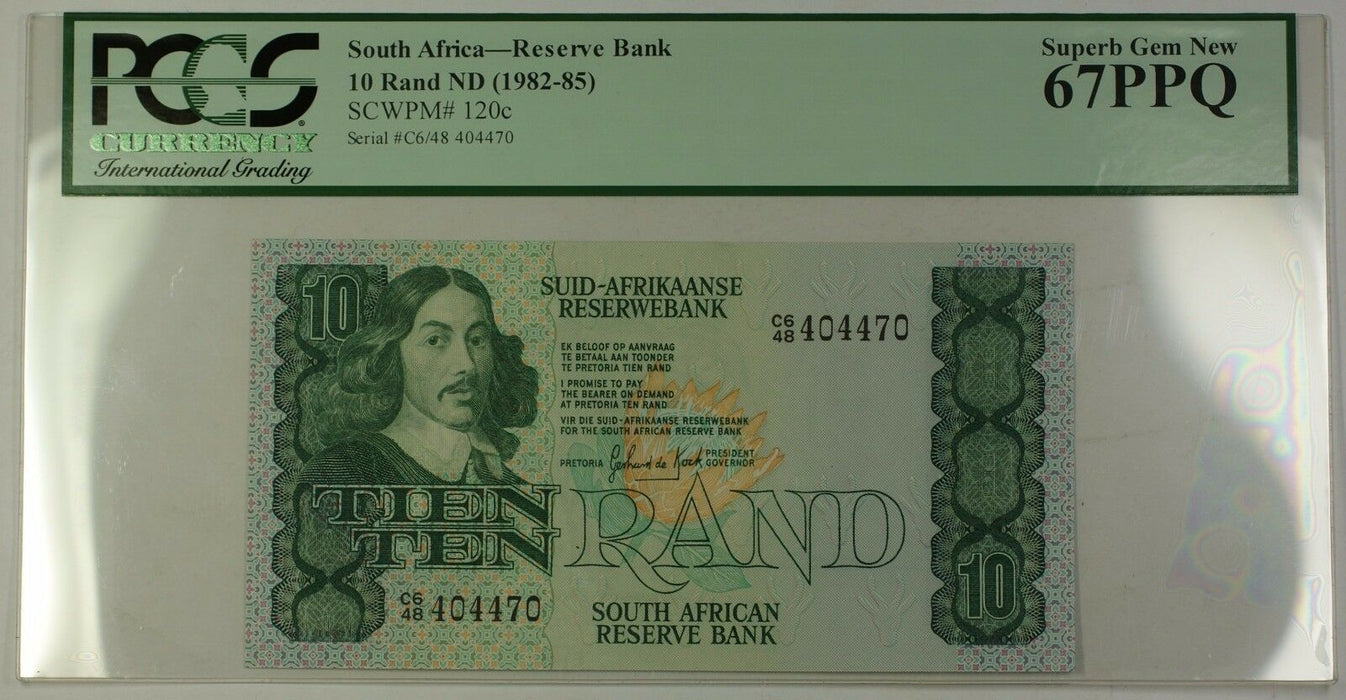 (1982-85) No Date South Africa 10 Rand Bank Note SCWPM# 120c PCGS Gem 67 PPQ