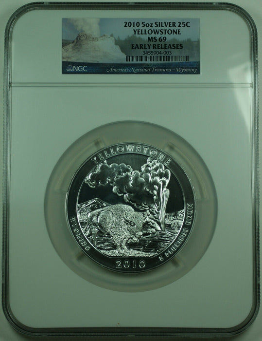 2010 Yellowstone Wyoming State 25c Quarter 5 Oz Silver Coin NGC MS-69 Early R