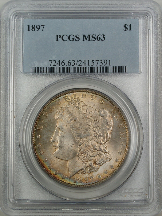 1897 Morgan Silver Dollar Coin $1 PCGS MS-63 Toned (B)