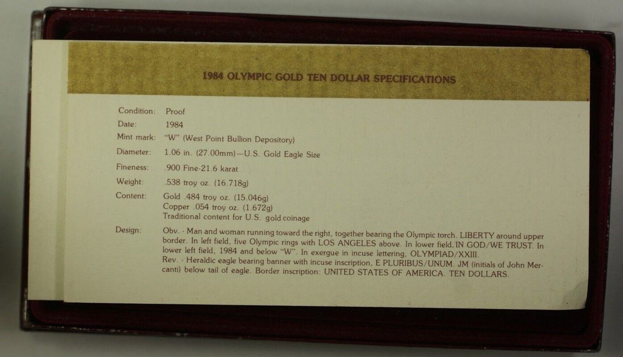 1983-1984 Olympics 3 Coin Commem Proof Set w/ $10 Gold & 2 Silver Dollars JAH