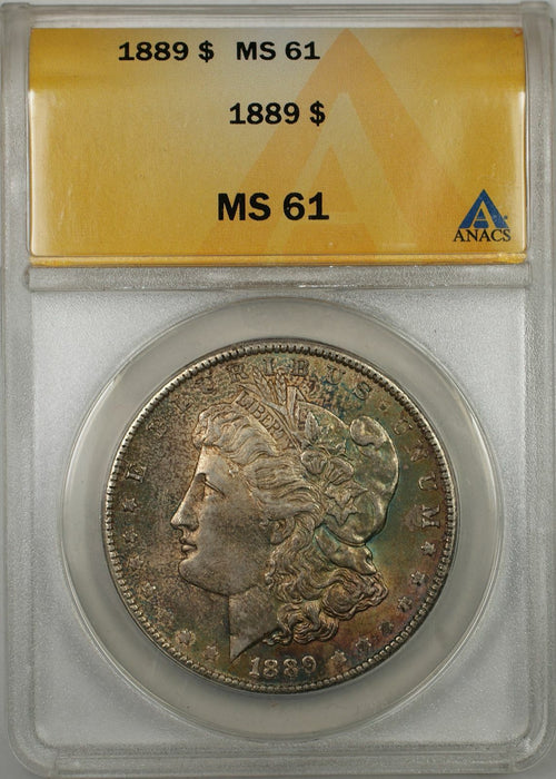 1889 Morgan Silver Dollar Coin $1 ANACS MS-61 Toned Better Quality Coin (8C)