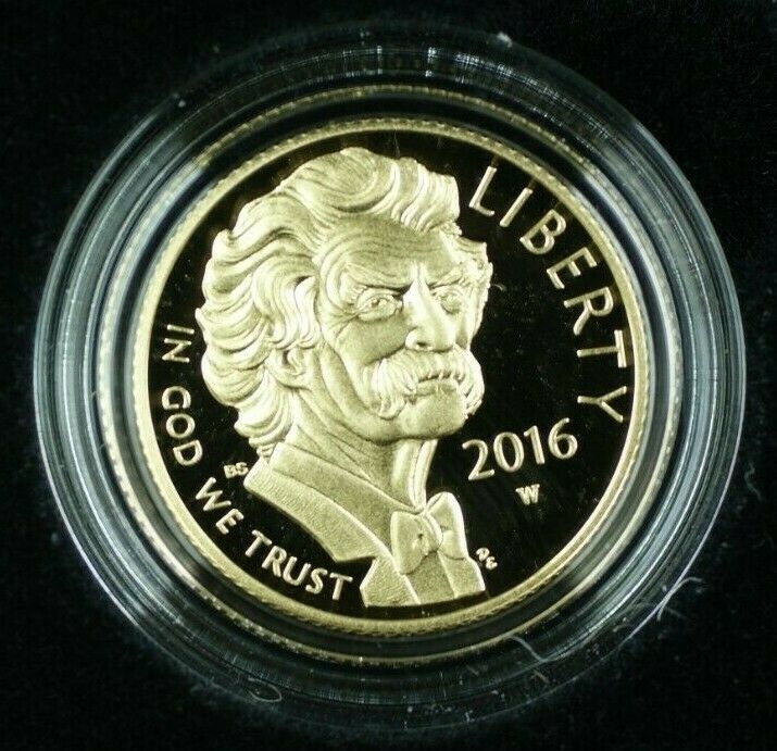 2016-W Mark Twain $5 Commemorative Gold Coin Gem Proof With Box & COA
