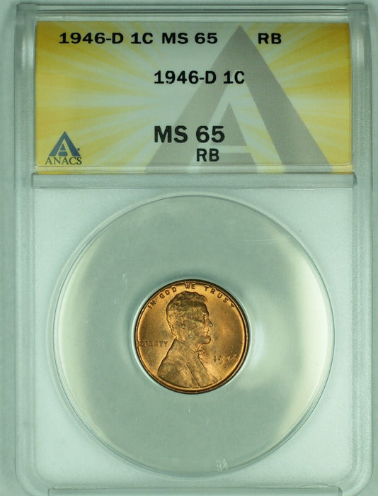 1946-D Lincoln Wheat Cent 1C Coin ANACS MS 65 RB (1)