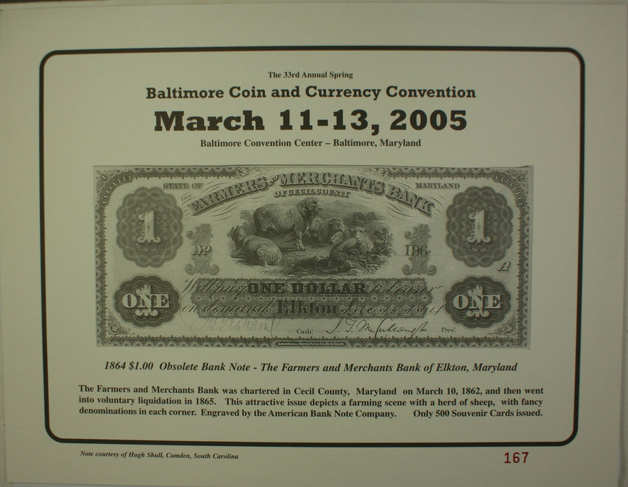 2005 March 33rd Spring Washington Baltimore Coin & Currency Show Souvenir Card