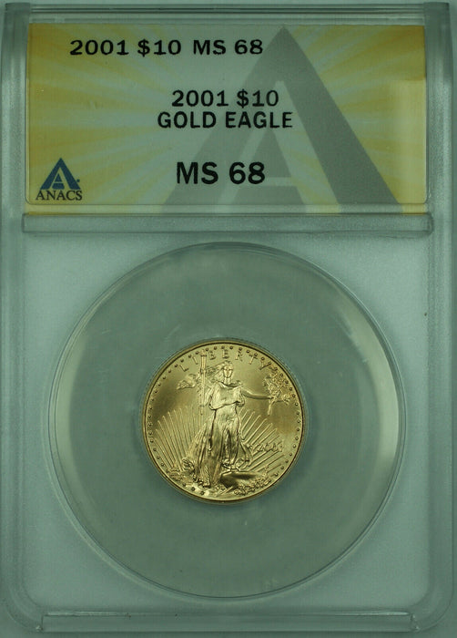 2001 American Gold Eagle $10 Coin 1/4th Oz AGE ANACS MS-68