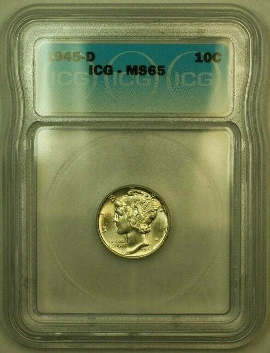 1945-D Silver Mercury Dime 10c Coin ICG MS-65 K