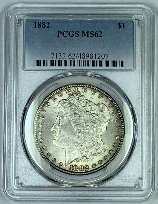 1882 Morgan Silver $1 Dollar Coin Toned PCGS MS 62 (7) A