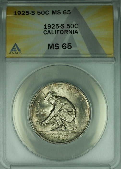 1925-S California Commemorative Silver Half Dollar ANACS MS 65  (40)