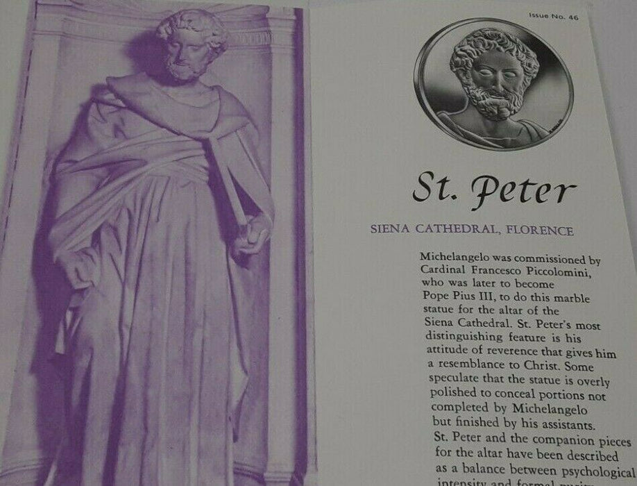 Franklin Mint Genius of Michelangelo PF .925 Silver Medal- St. Peter