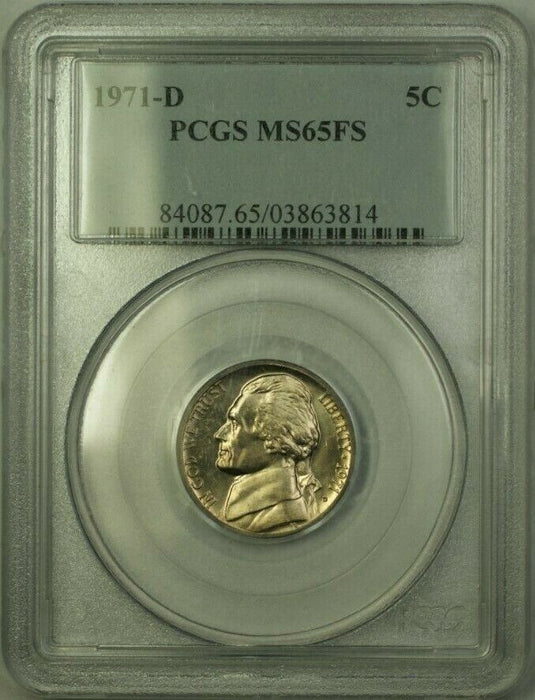 1971-D Jefferson Nickel 5 Cent Coin PCGS MS 65 FS