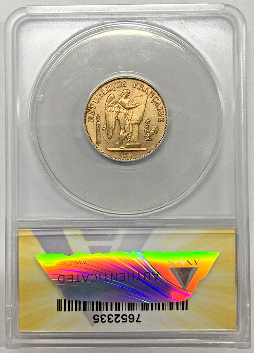 1897-A 20 Francs France Gold Coin ANACS AU 50