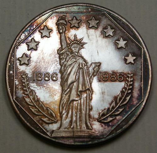 1986 Statue of Liberty Centennial Silver Medal, Toned