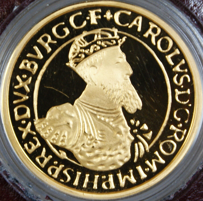 1987 Belgium Ecu Gold & Silver Coin Set, Charles V, Treaty of Rome, In Box w COA