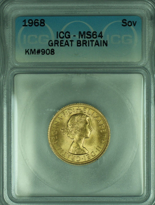 1968 Great Britain Sovereign Gold Coin ICG MS 64 B